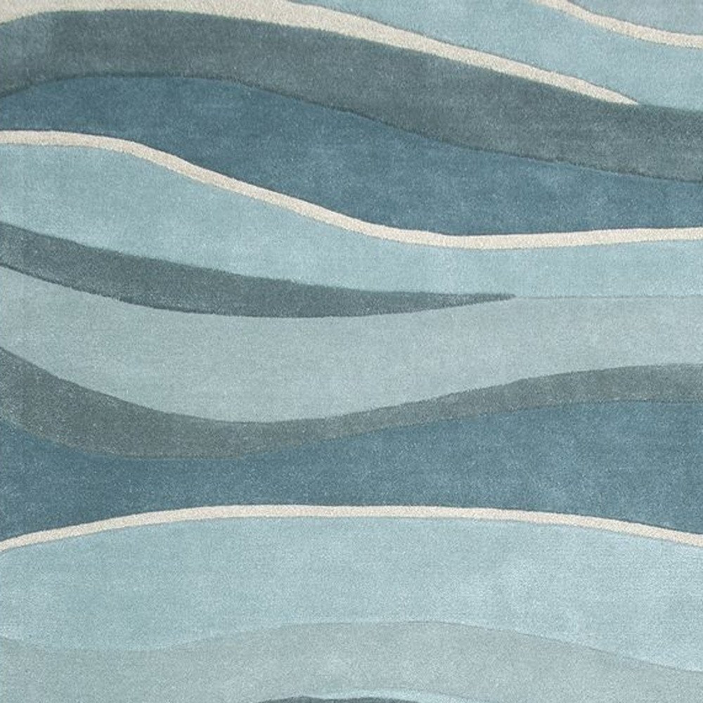 8' Blue Gray And Ivory Wool Hand Tufted Runner Rug
