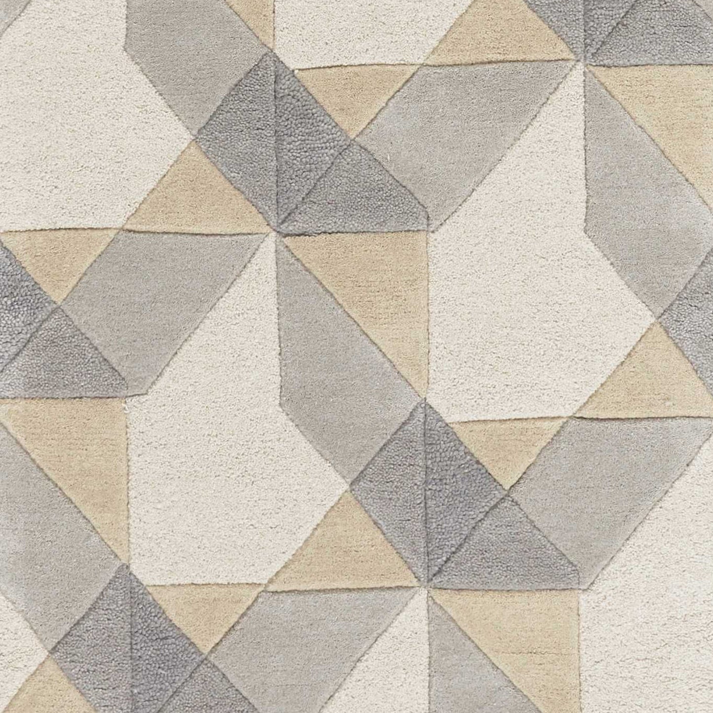 2' X 4' Ivory And Gray Wool Geometric Hand Tufted Area Rug
