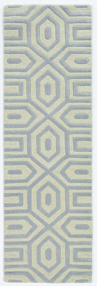 2' X 4' Gray And Ivory Wool Geometric Hand Tufted Area Rug