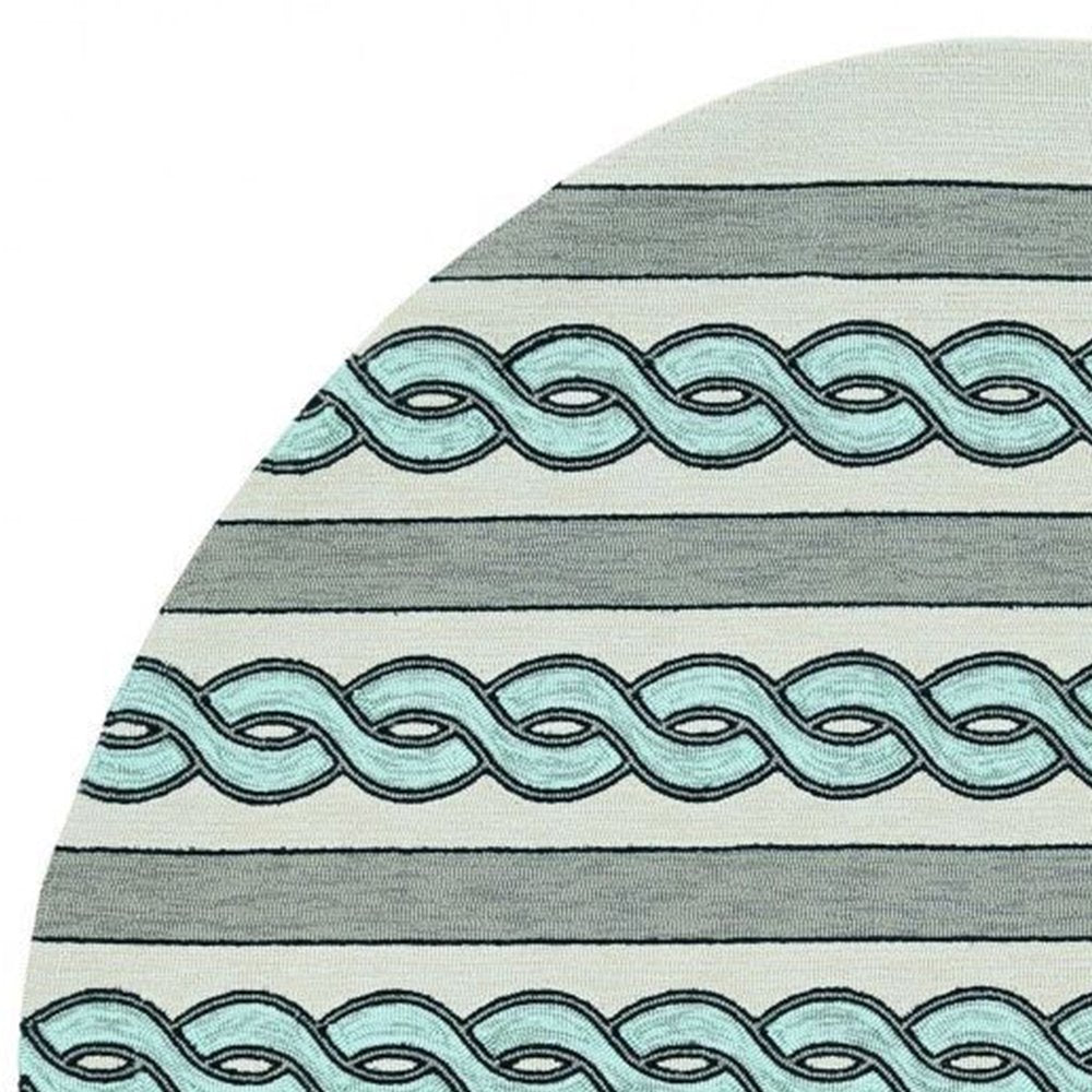 5' X 7' Ivory And Blue Abstract Handmade Indoor Outdoor Area Rug