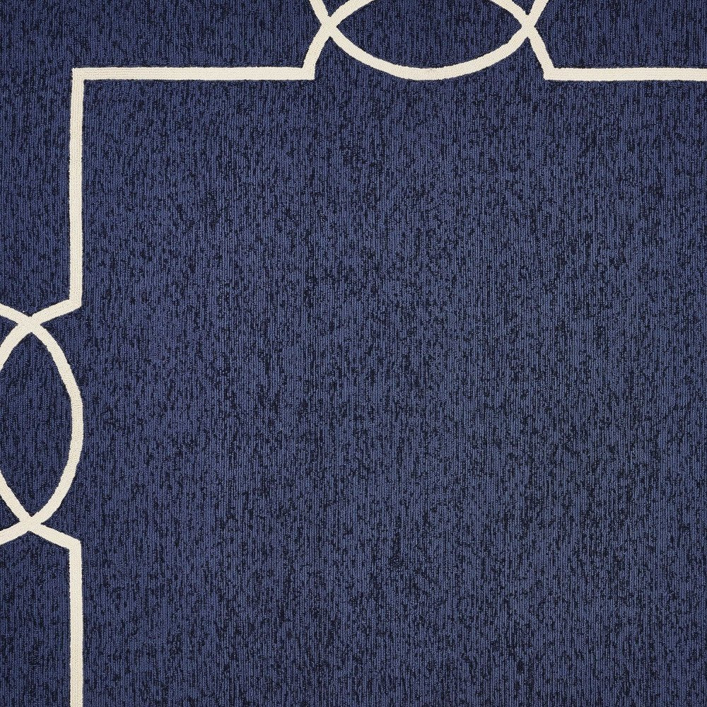 7' Blue And Ivory Square Geometric Handmade Indoor Outdoor Area Rug