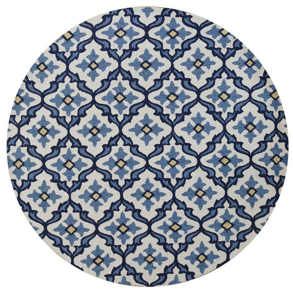 2' X 3' Ivory and Blue Moroccan Handmade Indoor Outdoor Area Rug