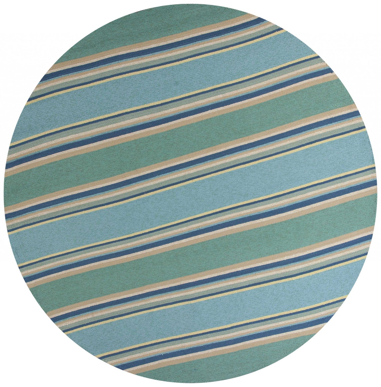 3' X 5' Blue Striped Handmade Indoor Outdoor Area Rug