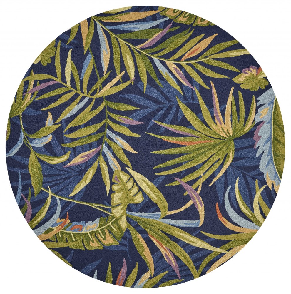 8' X 10' Blue Floral Indoor Outdoor Area Rug
