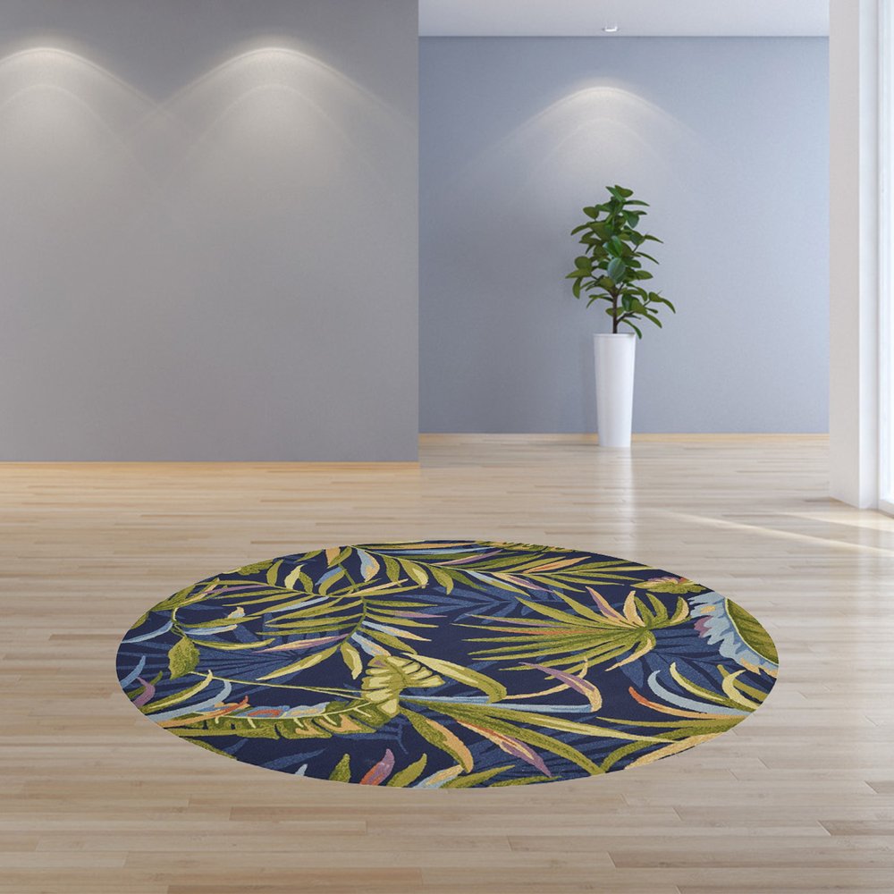 8' X 10' Blue Floral Indoor Outdoor Area Rug