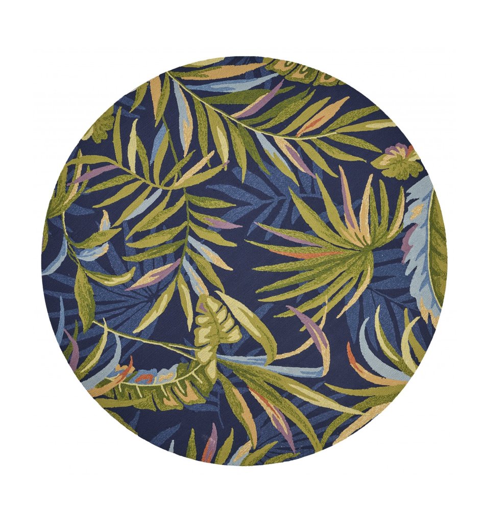 8' X 10' Blue Floral Indoor Outdoor Area Rug