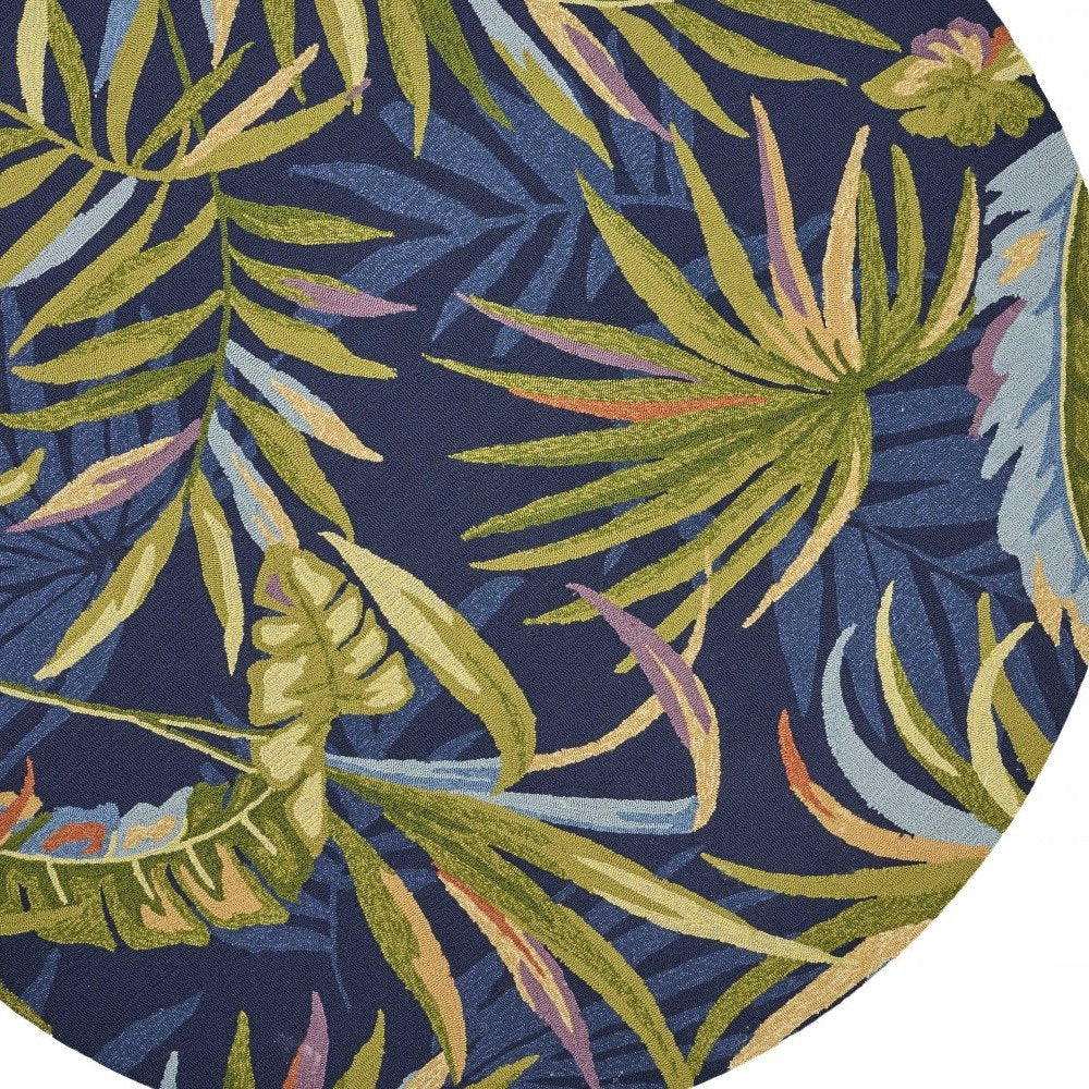 8' X 10' Blue Floral Indoor Outdoor Area Rug