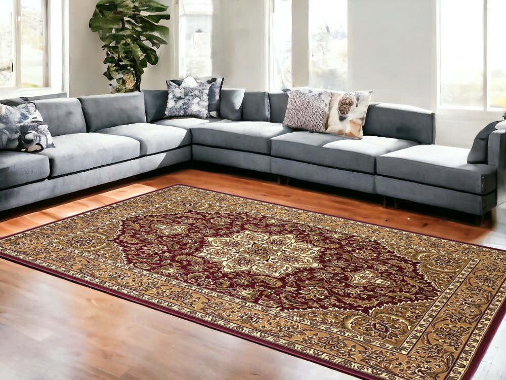 7' X 10' Polypropylene Red Or Beige Area Rug