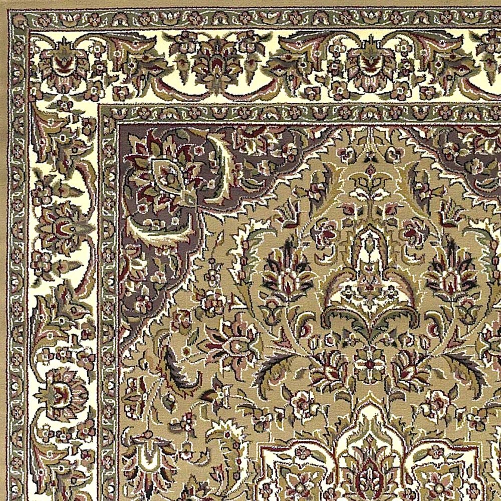 8' Beige And Ivory Floral Runner Rug