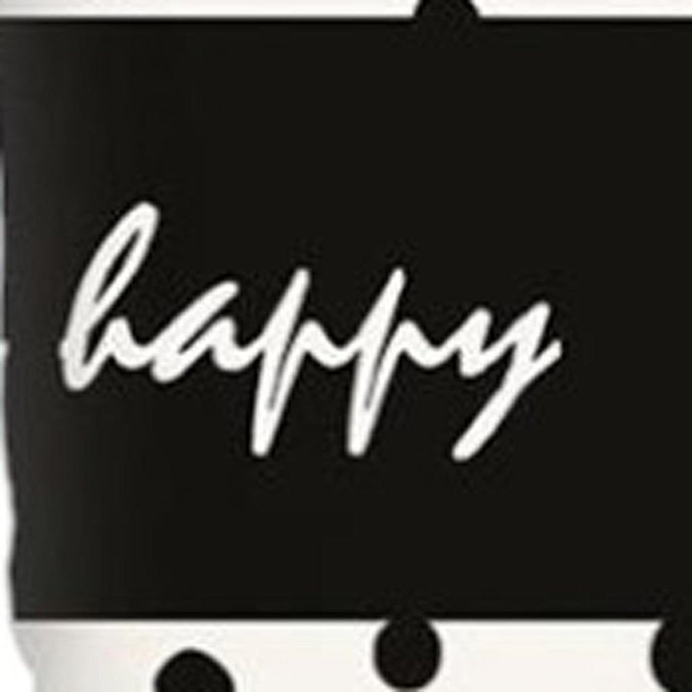 12" X 20" Black And White Lumbar Be Happy Polka Dot Throw Pillow Cover