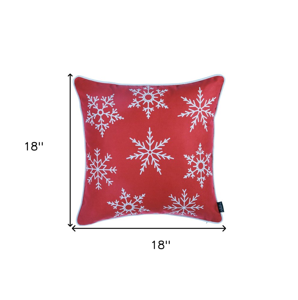 18" Red Christmas Snowflakes Decorative Throw Pillow Cover