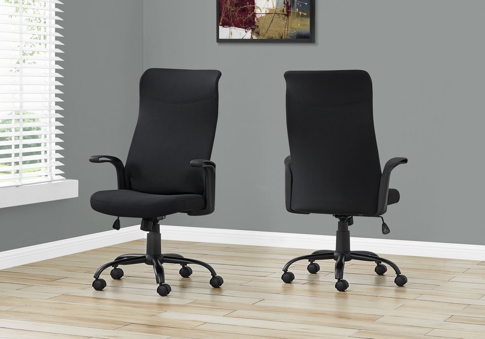 Black Fabric Seat Swivel Adjustable Task Chair Fabric Back Plastic Frame