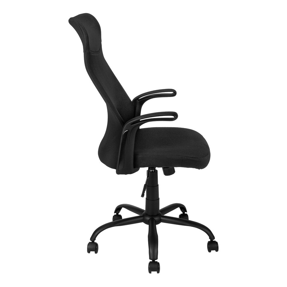 Black Fabric Seat Swivel Adjustable Task Chair Fabric Back Plastic Frame