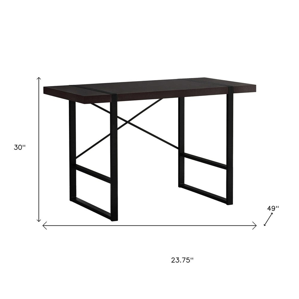 24" Dark Brown and Black Computer Desk