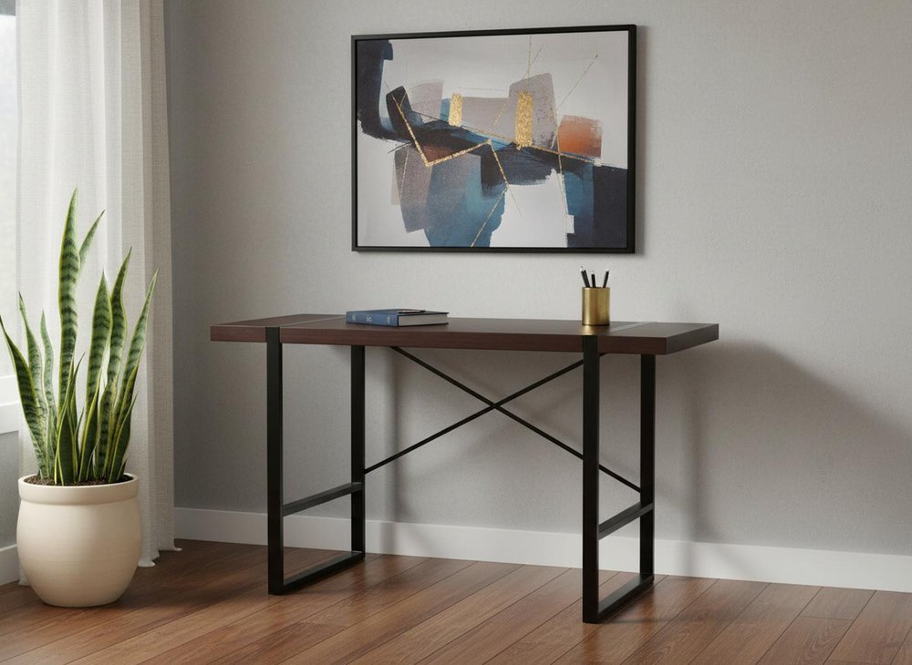 24" Dark Brown and Black Computer Desk
