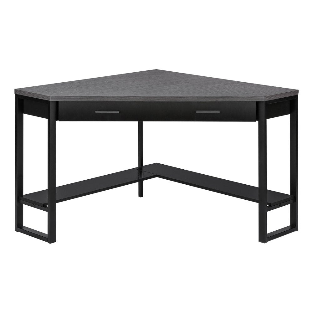 42" Gray and Black Corner Computer Desk