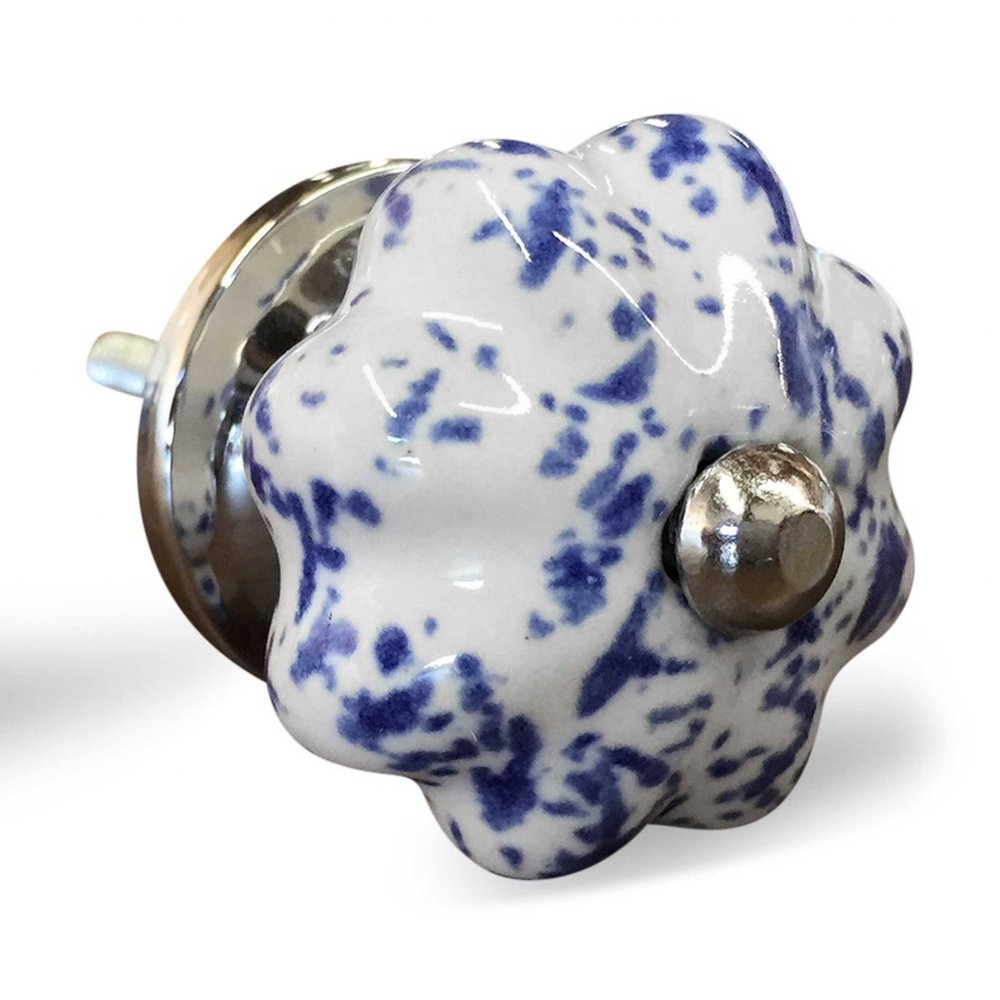 Set of Twelve Blue And White Ceramic Drawer Pull Knobs