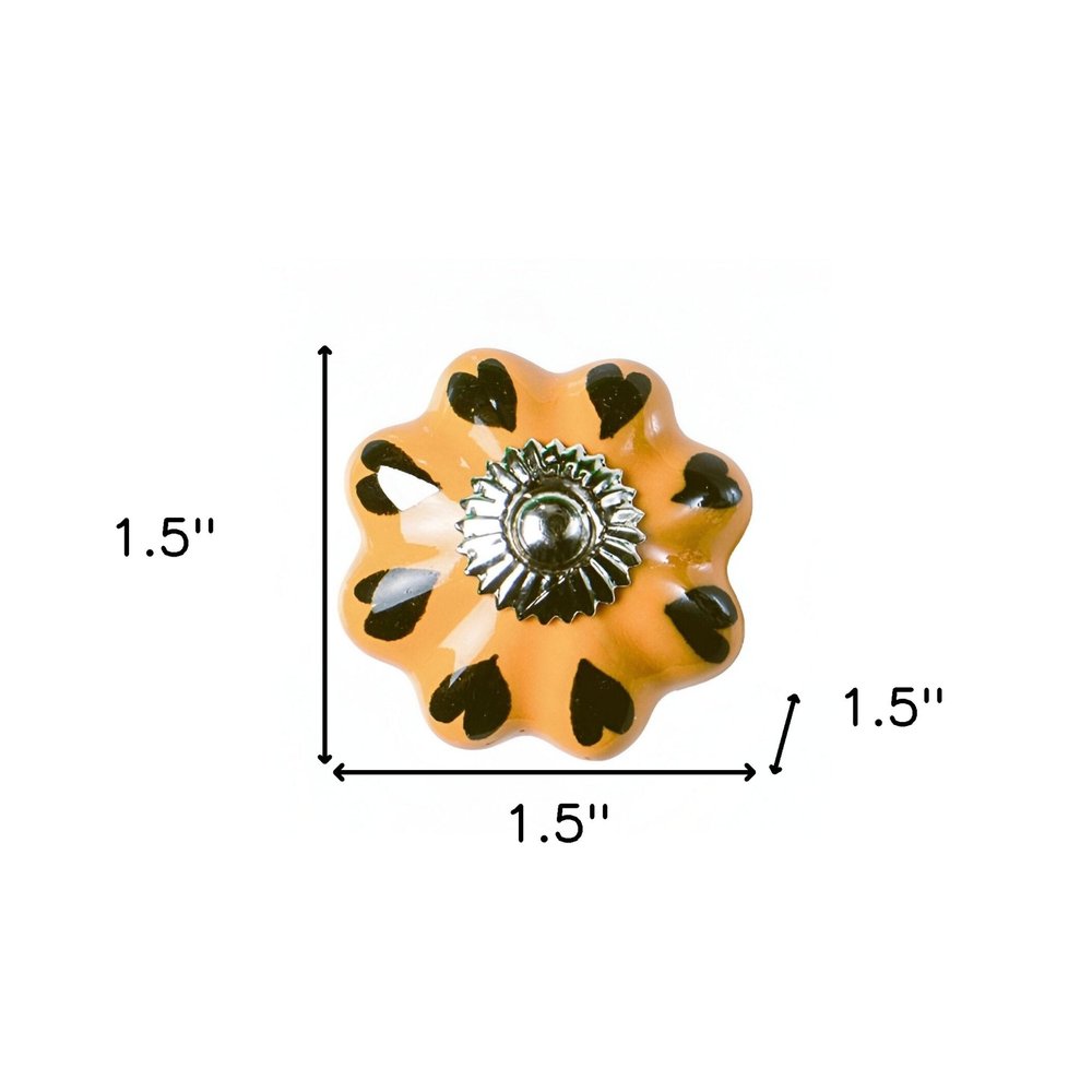 Set of Eight Yellow And Green Novelty Knob Ceramic Drawer Pull Knobs