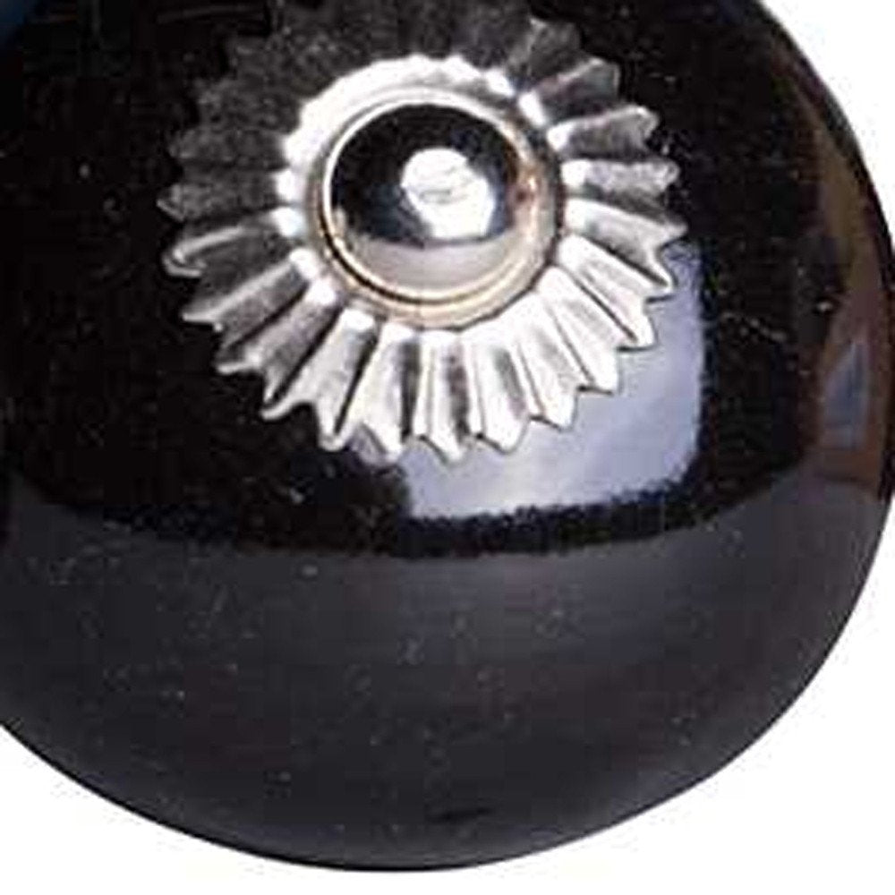 Set of Twelve Black Ceramic Drawer Pull Knobs