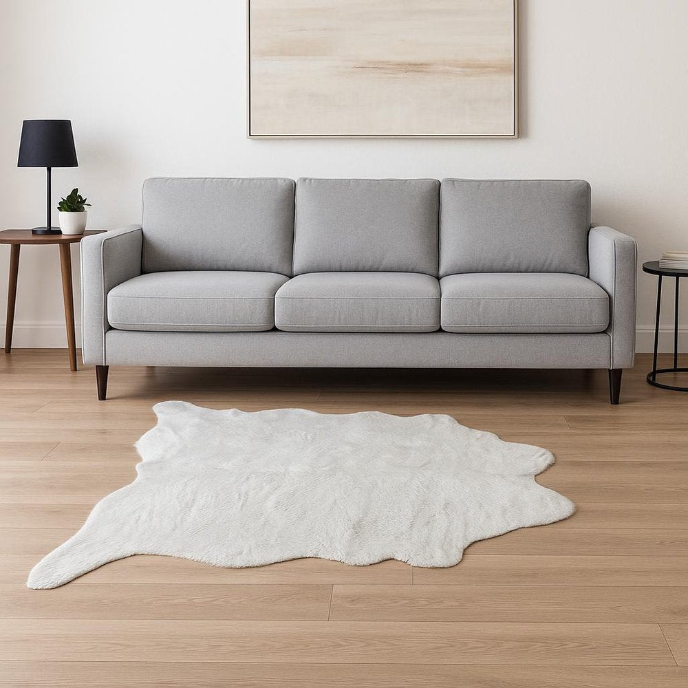 5' X 8' Gray Faux Fur Washable Area Rug
