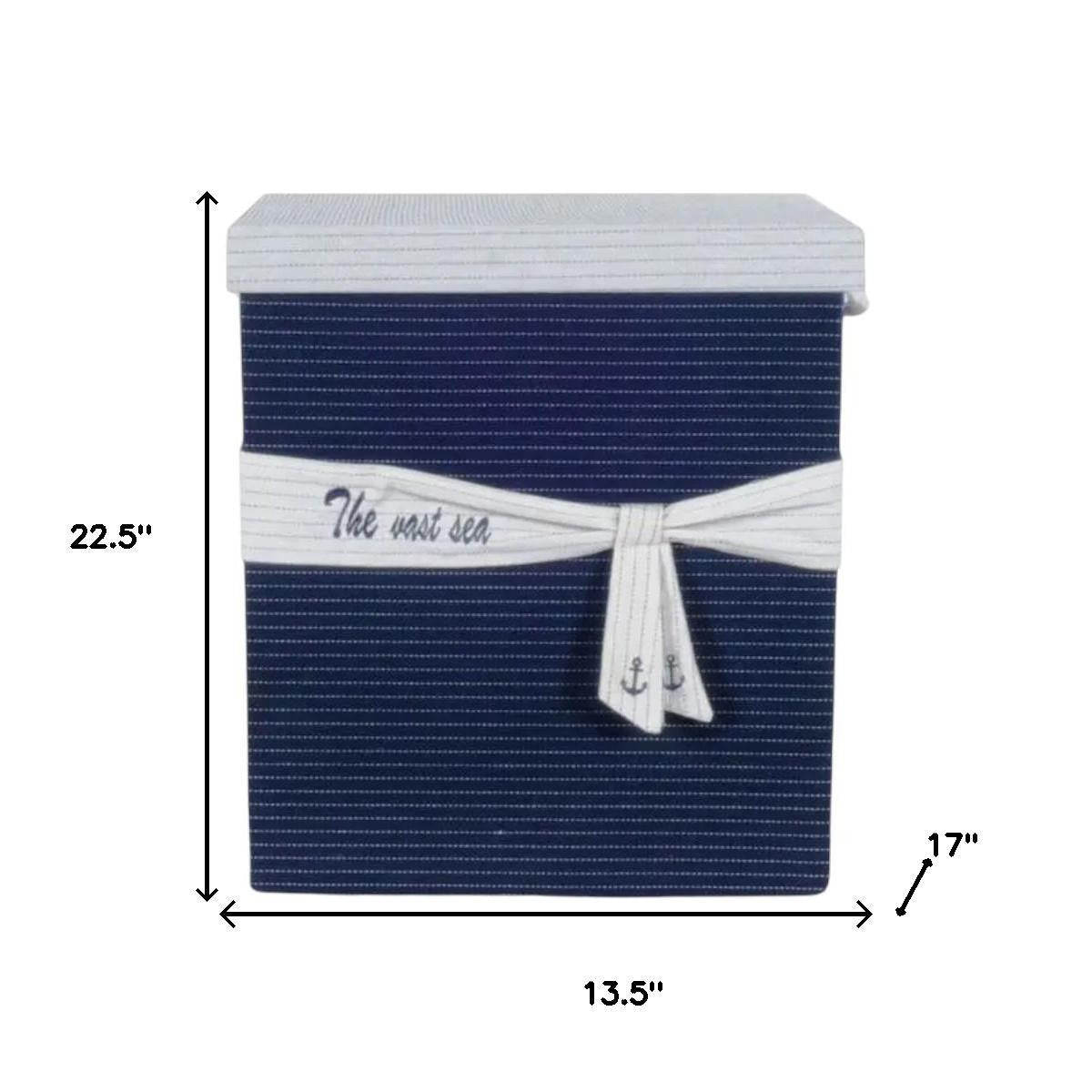 13.5" X 17" X 22.5" Blue Fabric Basket With Bow Decoration Set Of 5