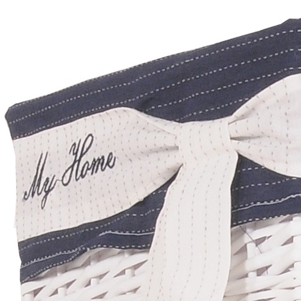 Set of Five Blue And White Rattan Basket