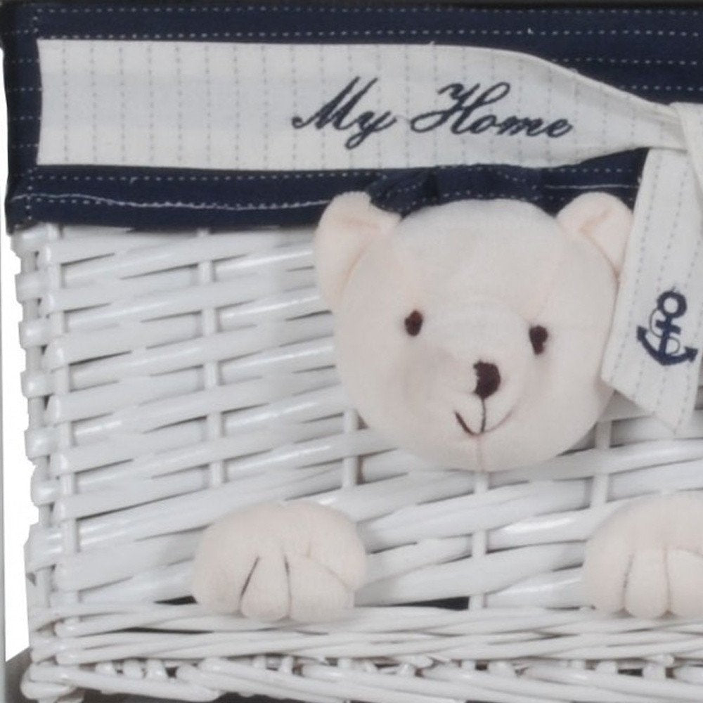 12.5" X 16" X 25" White Blue Portable 2 Drawers