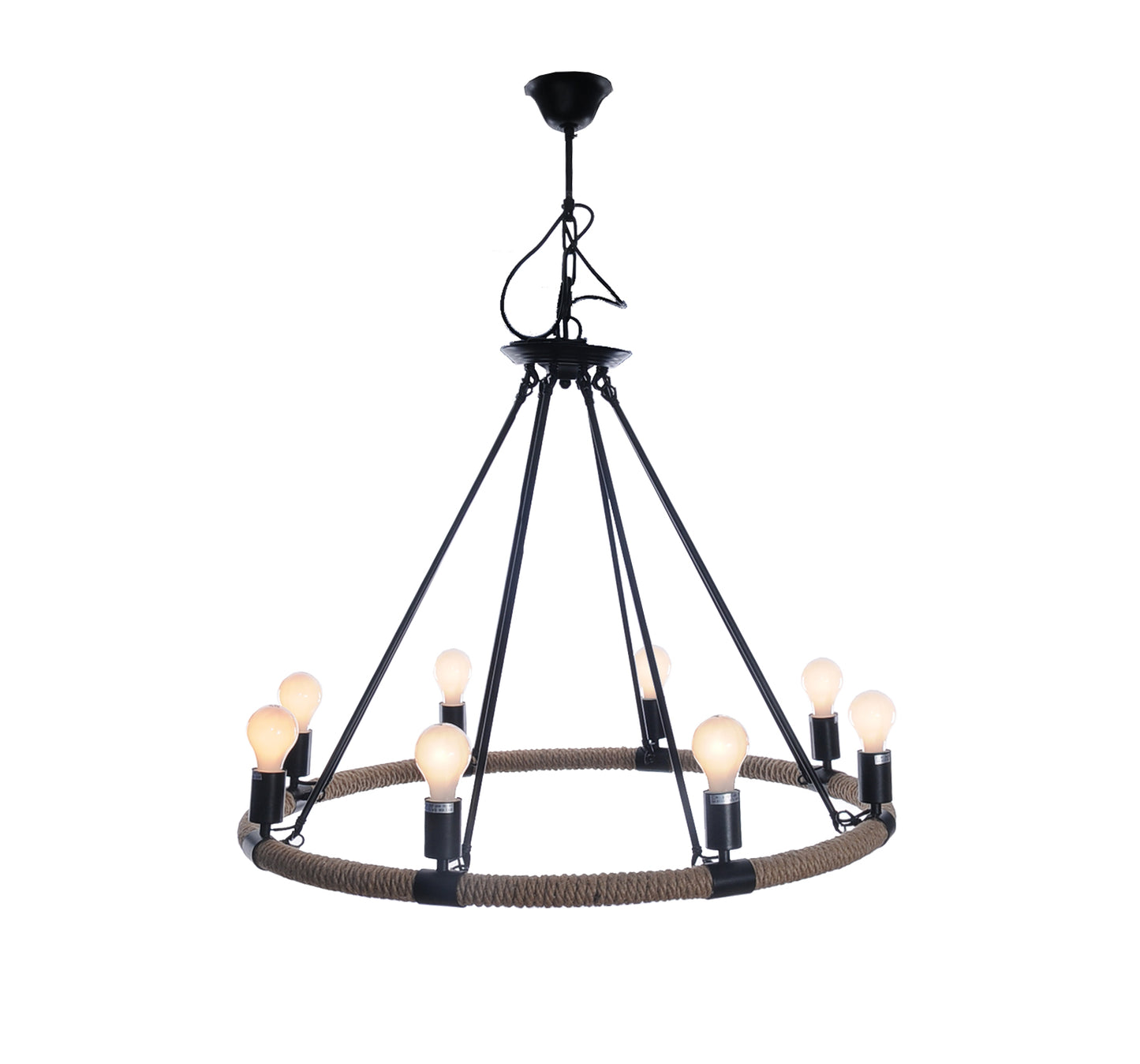 32" X 37" X 32" 8 Bulbs Rope Pendant Lamp