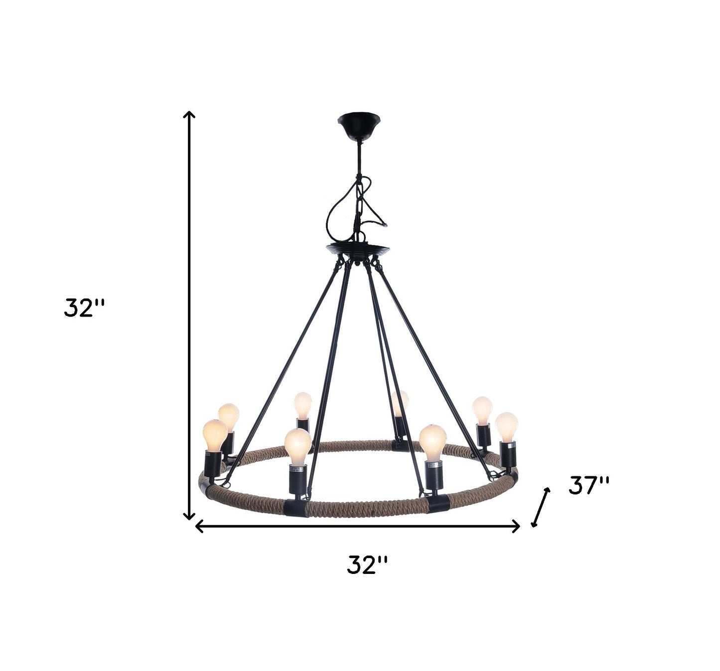 32" X 37" X 32" 8 Bulbs Rope Pendant Lamp