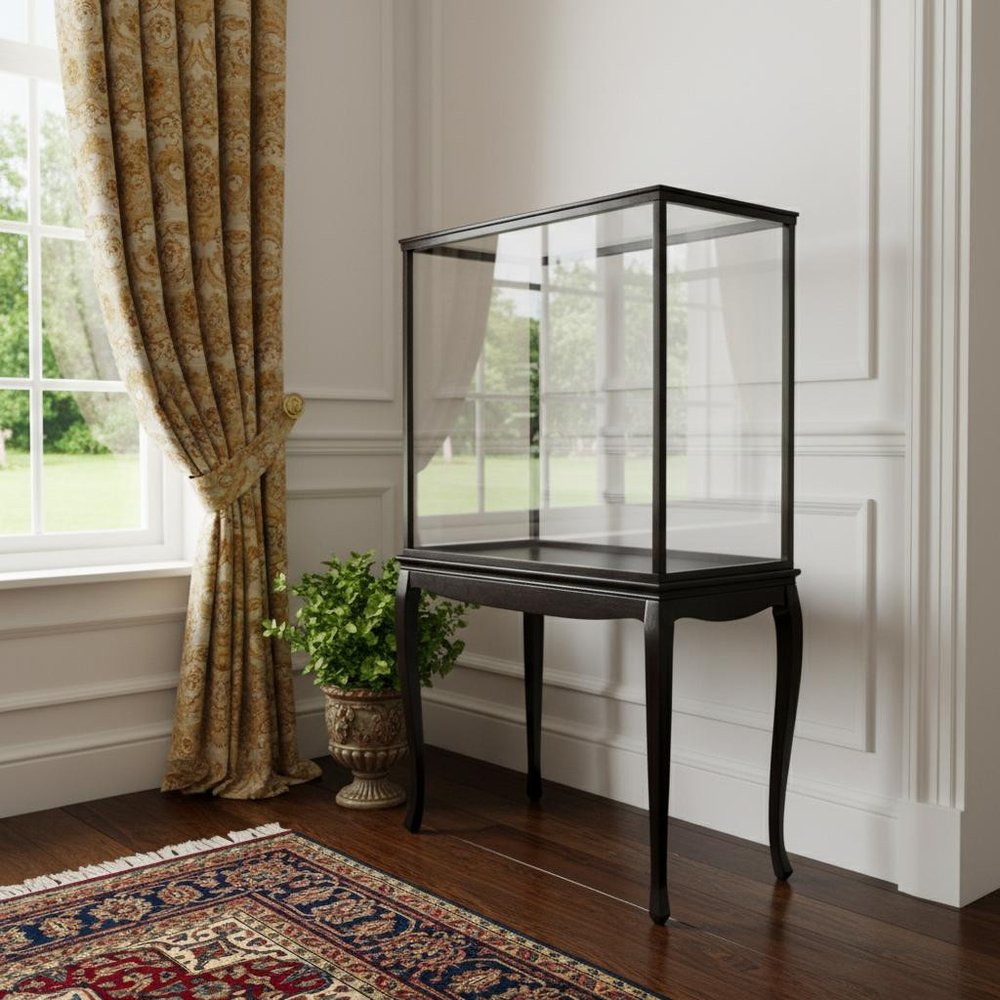 14" Black And Clear Glass Standard Display Stand