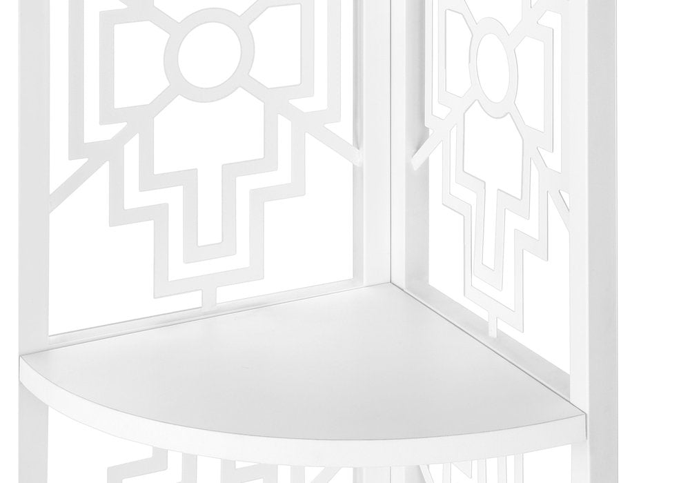 62" White Metal Corner Bookcase