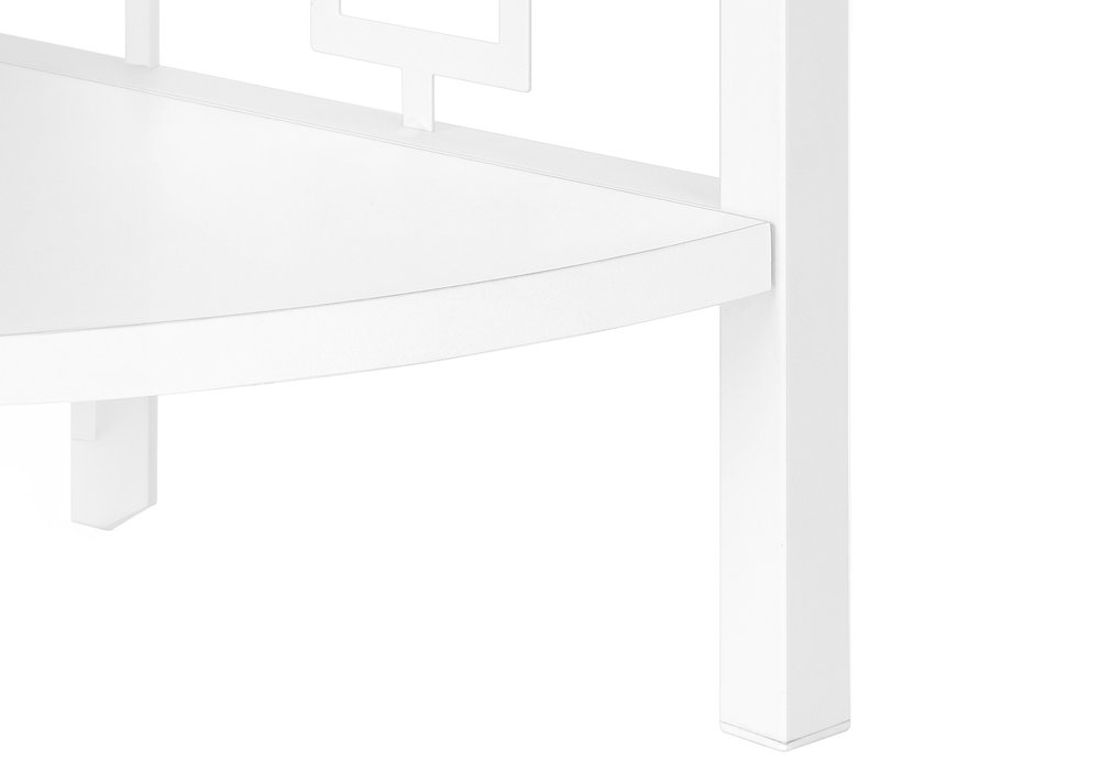 62" White Metal Corner Bookcase