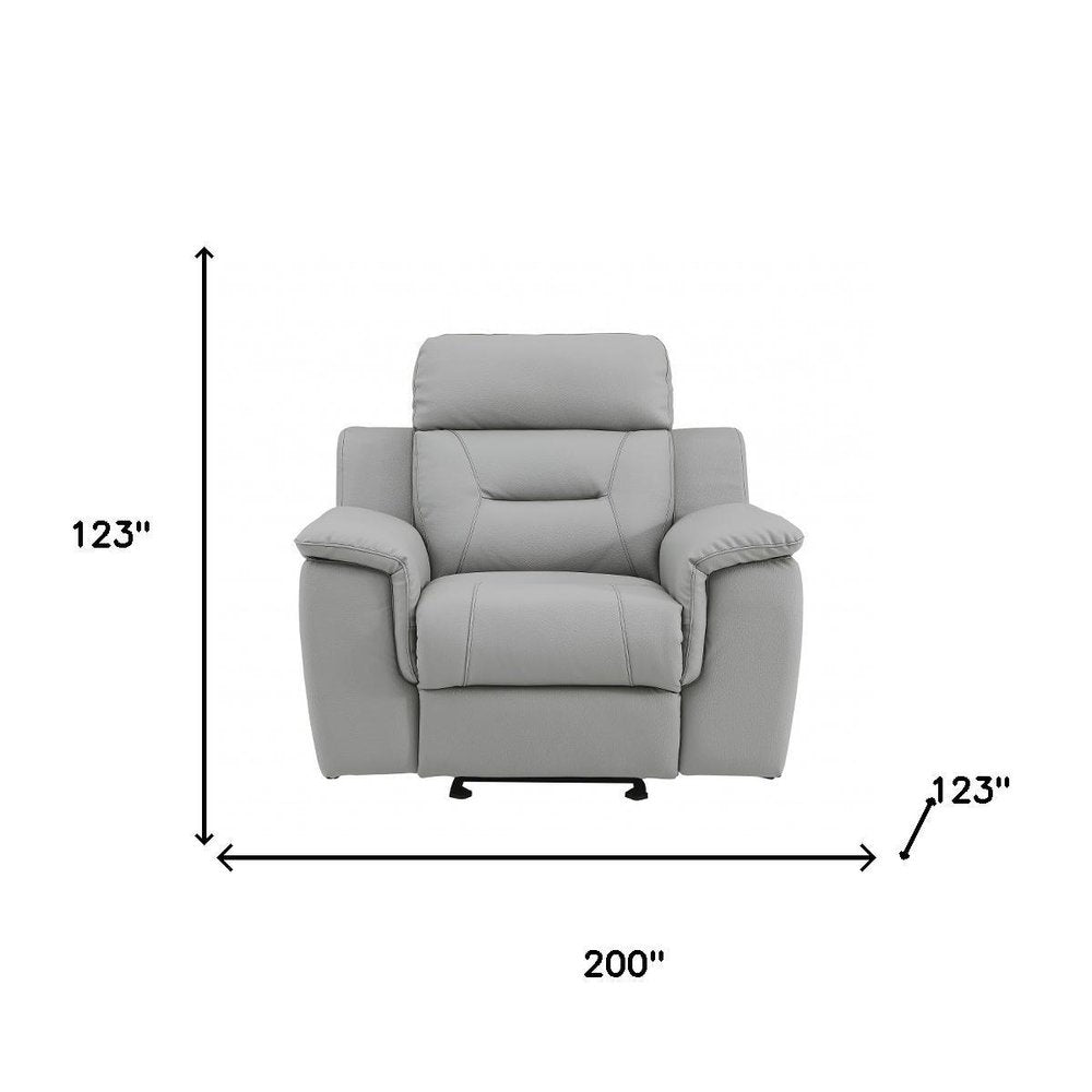 Three Piece Indoor Gray Genuine Leather Five Person Seating Set