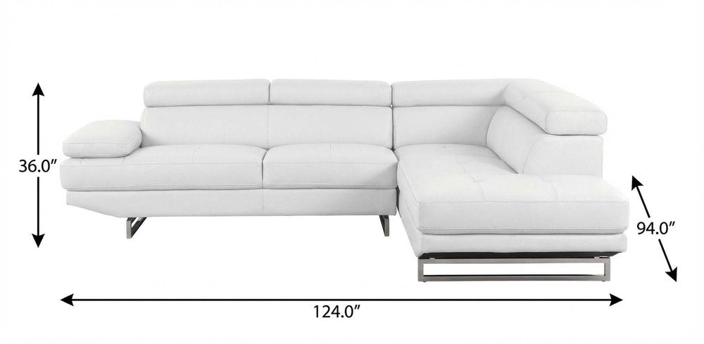 Gray Leather L Shaped Two Piece Corner Sectional