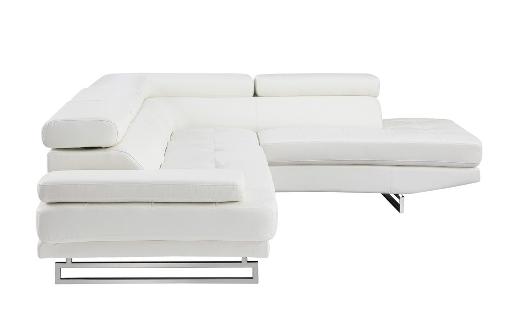 Gray Leather L Shaped Two Piece Corner Sectional