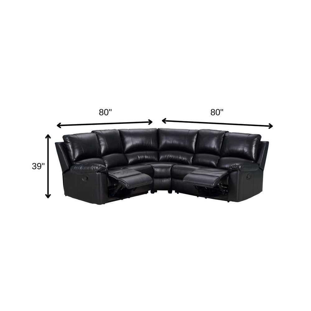 Black Polyester Blend Power Reclining U Shaped Three Piece Corner Sectional