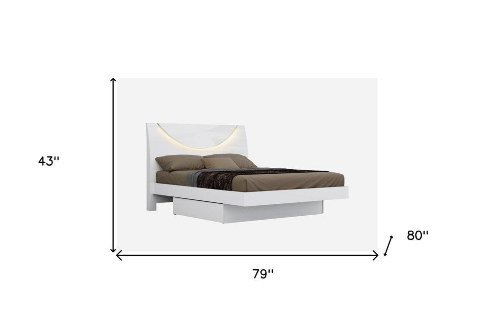 White Solid Wood King Bed Frame