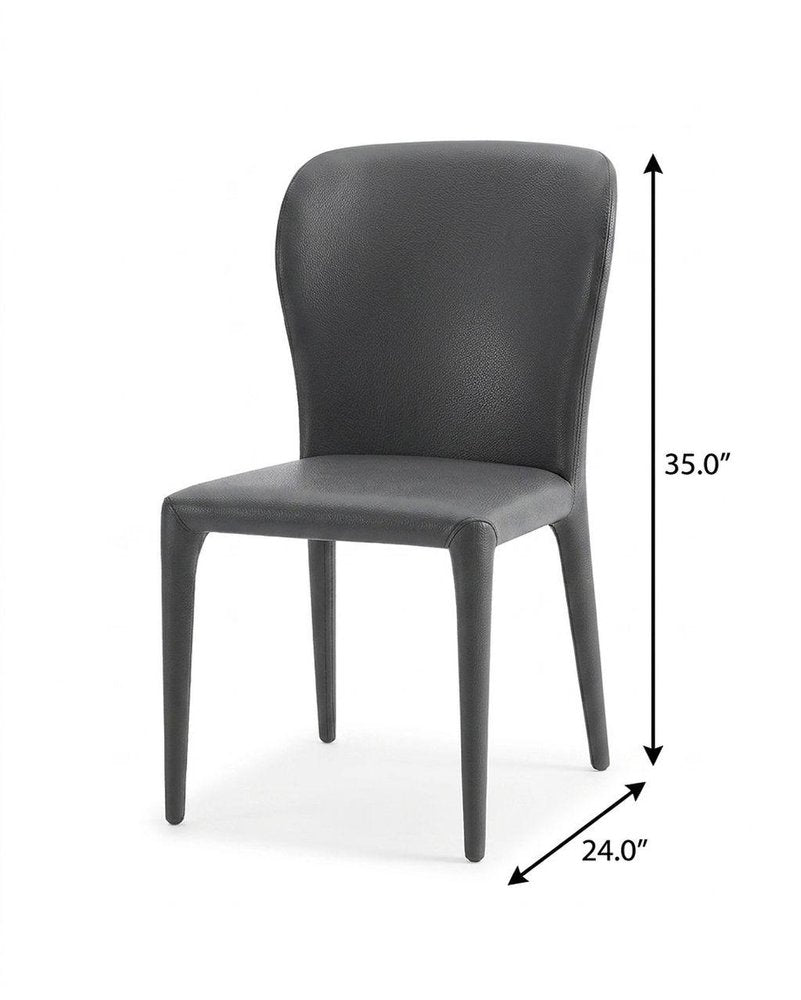 Set of Two Gray Upholstered Faux Leather Dining Side Chairs
