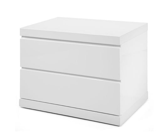 18" White Wood Two Drawer Nightstand