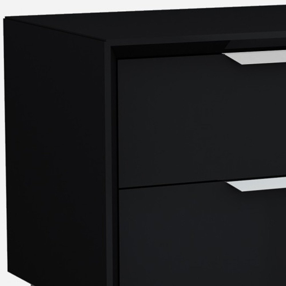 21" Black Wood Two Drawer Nightstand