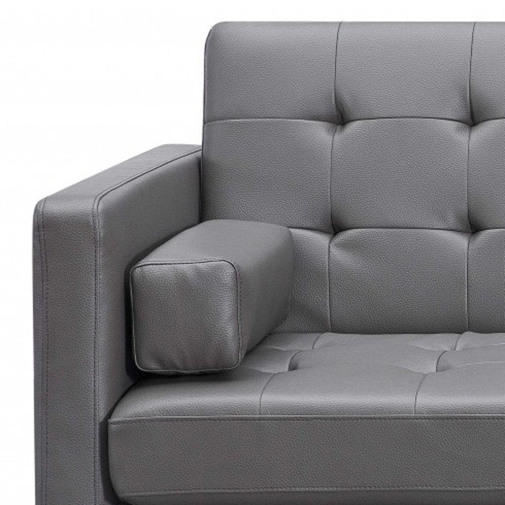 80" White Faux Leather Sleeper Sofa With Silver Legs