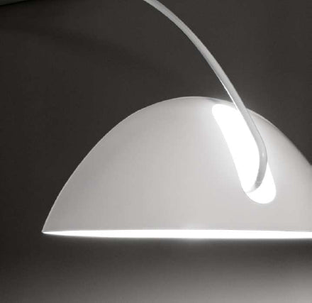 91" White Steel Arched With White Metal Shade