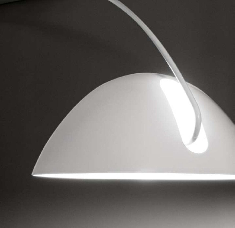 91" White Steel Arched With White Metal Shade