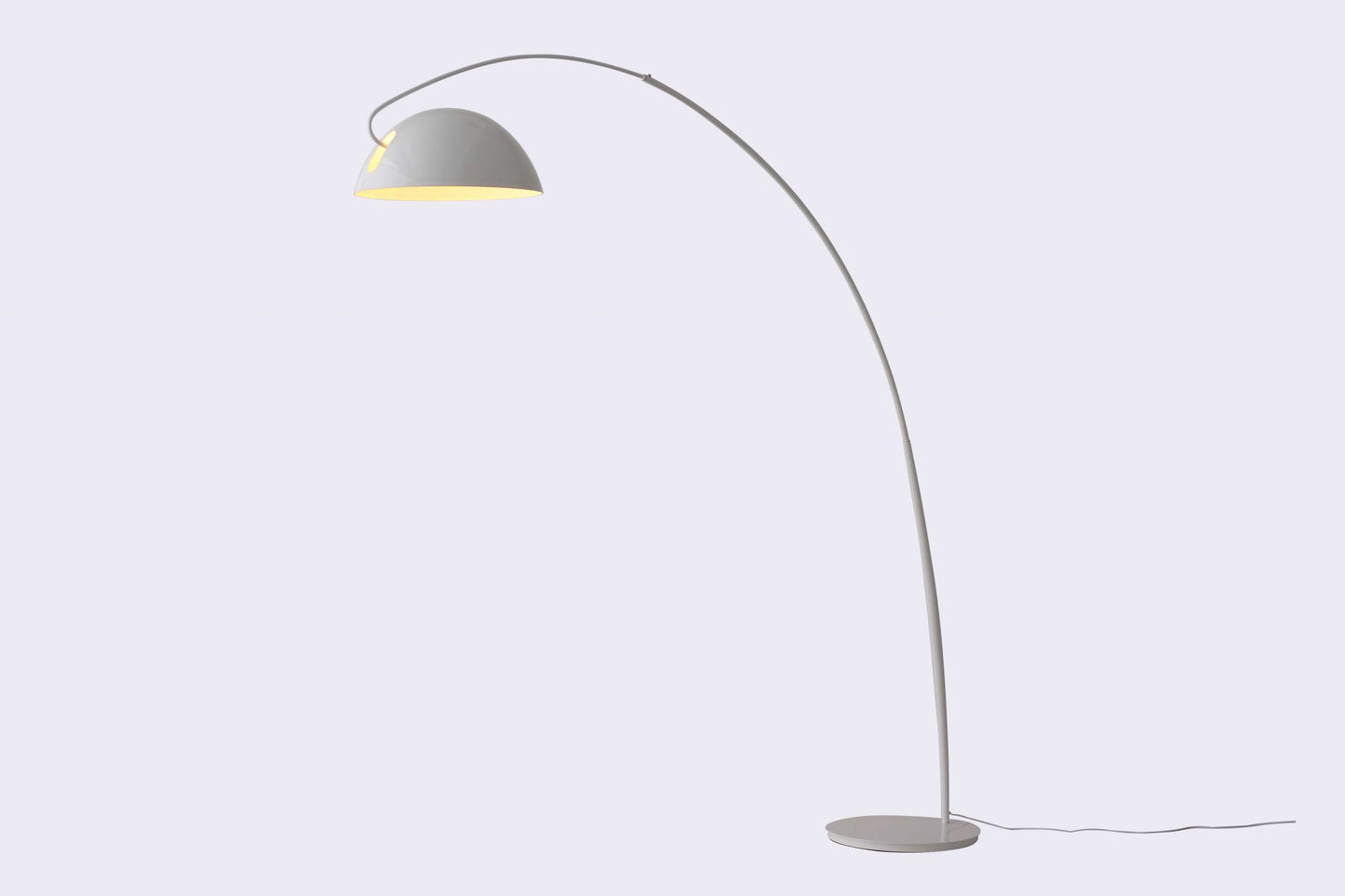91" White Steel Arched With White Metal Shade