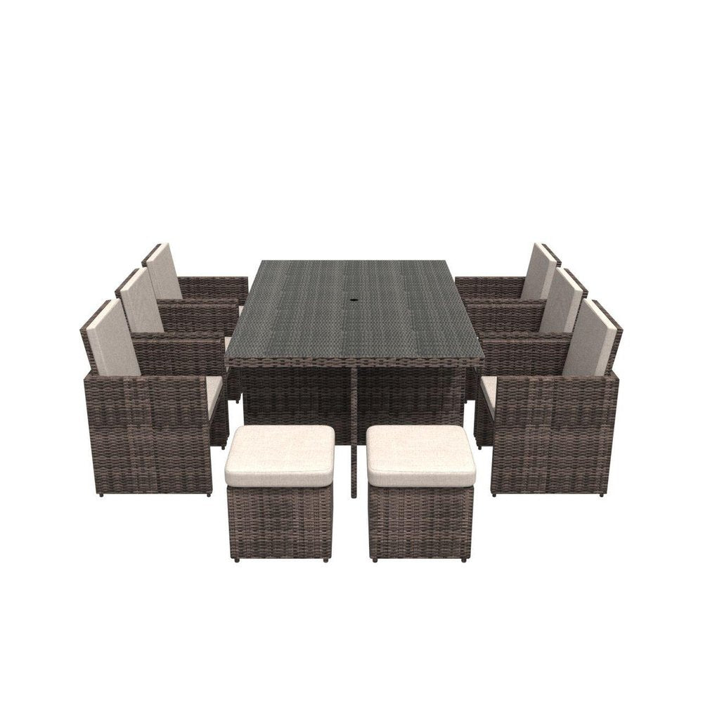 11 Piece Clear and Gray Glass Dining Set