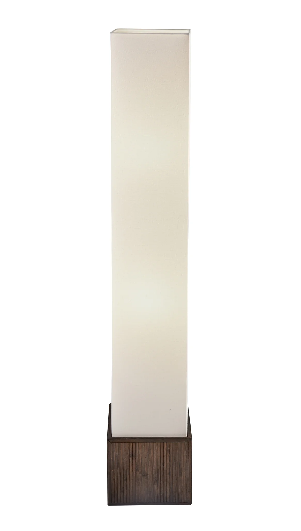 50" Brown And White Rattan Two Light Column Floor Lamp With White Fabric Shade