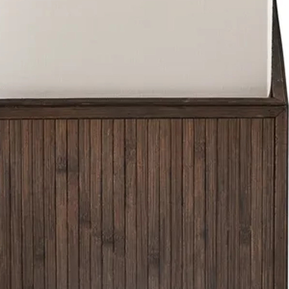 50" Brown And White Rattan Two Light Column Floor Lamp With White Fabric Shade