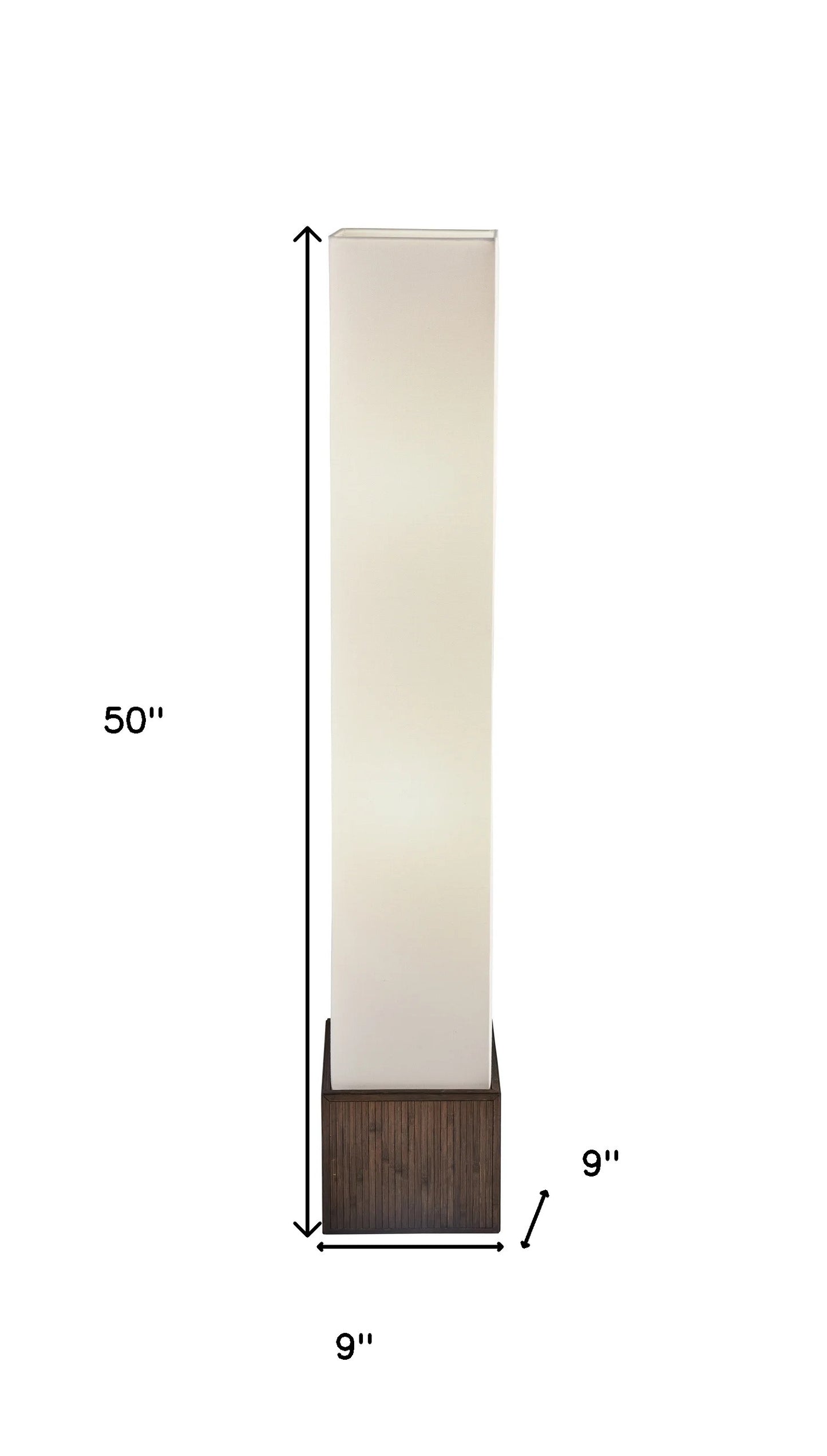 50" Brown And White Rattan Two Light Column Floor Lamp With White Fabric Shade