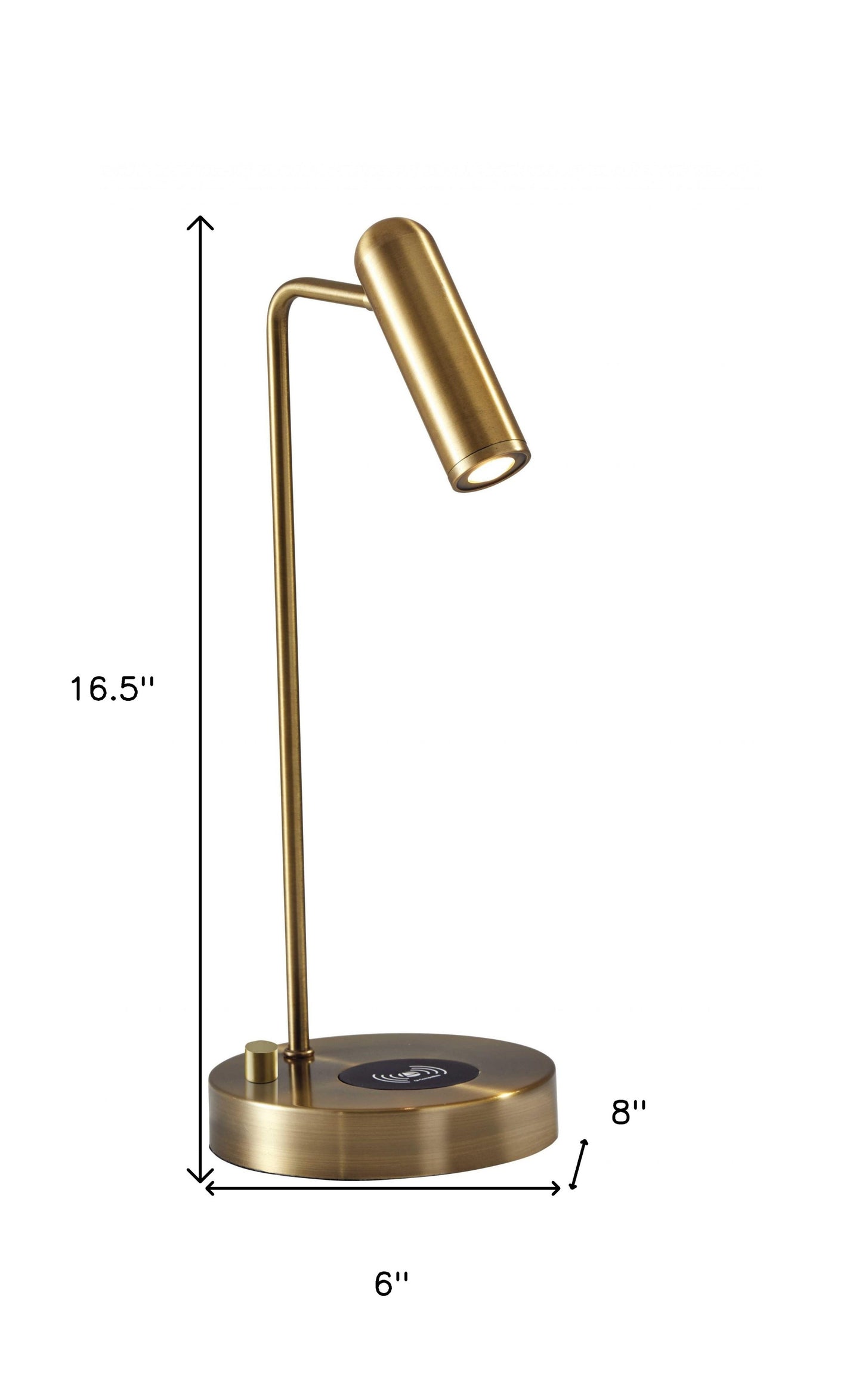 17" Silver Desk Lamp with USB and Wireless Charging