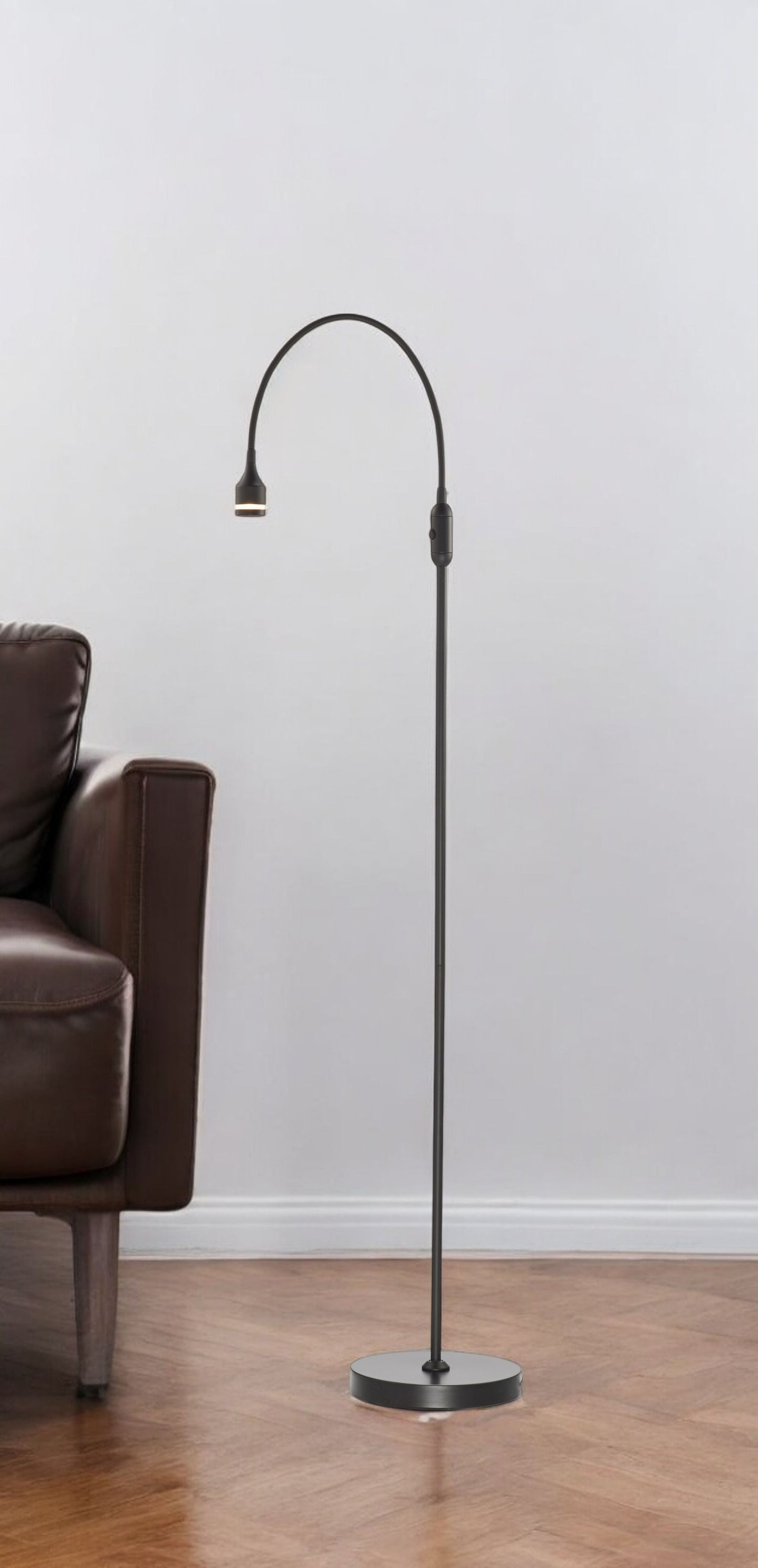 56" Silver LED Arched Floor Lamp With Silver